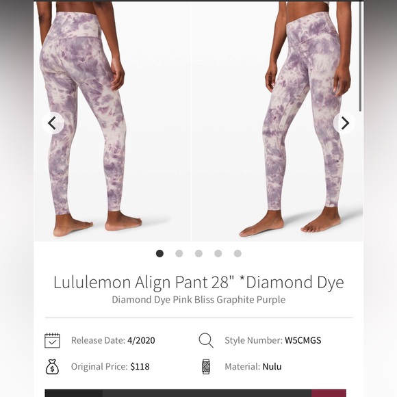 lululemon athletica Pants - 149-$65 NWT *FREE SHIPPING* Lululemon Align Pant 28" *Diamond Dye size 2